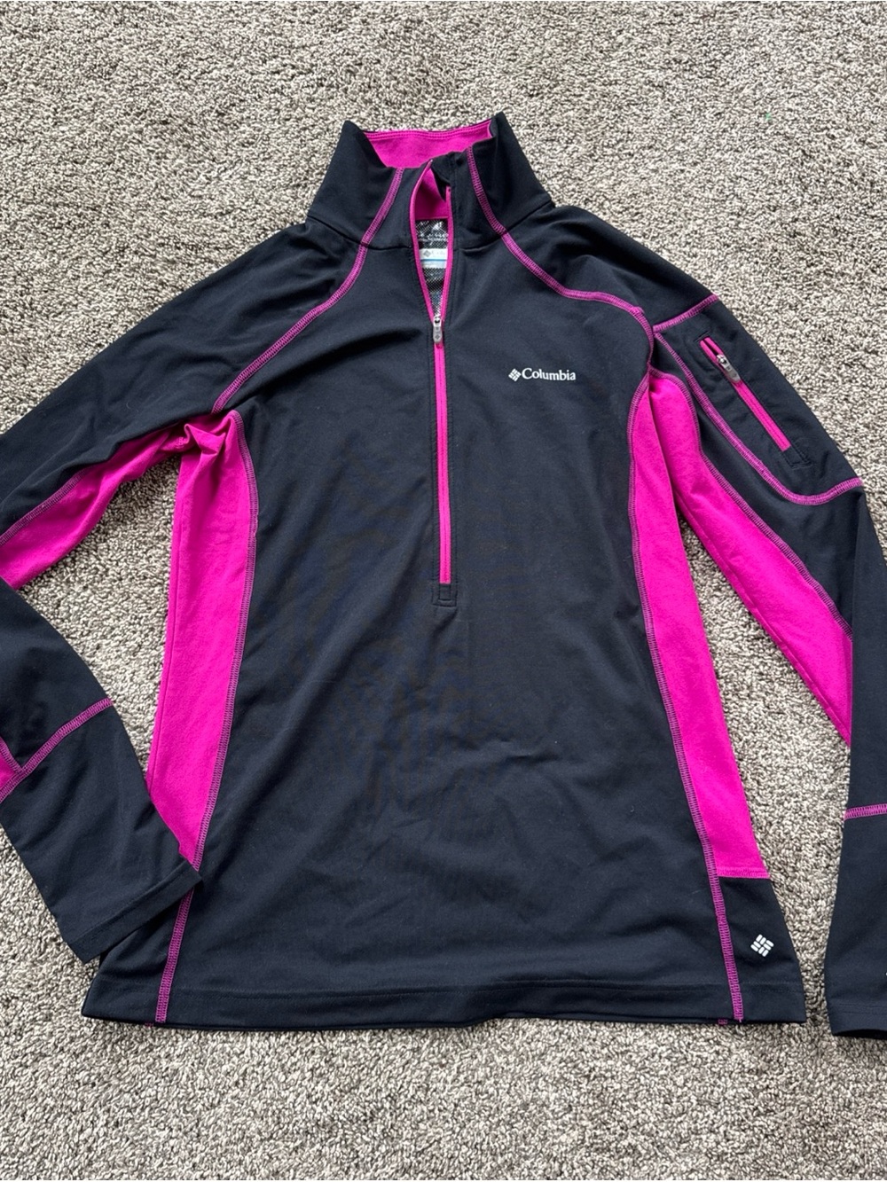 Columbia Womens Medium Omni Heat Black and Hot Pink Quarter-Zip Active Pullover